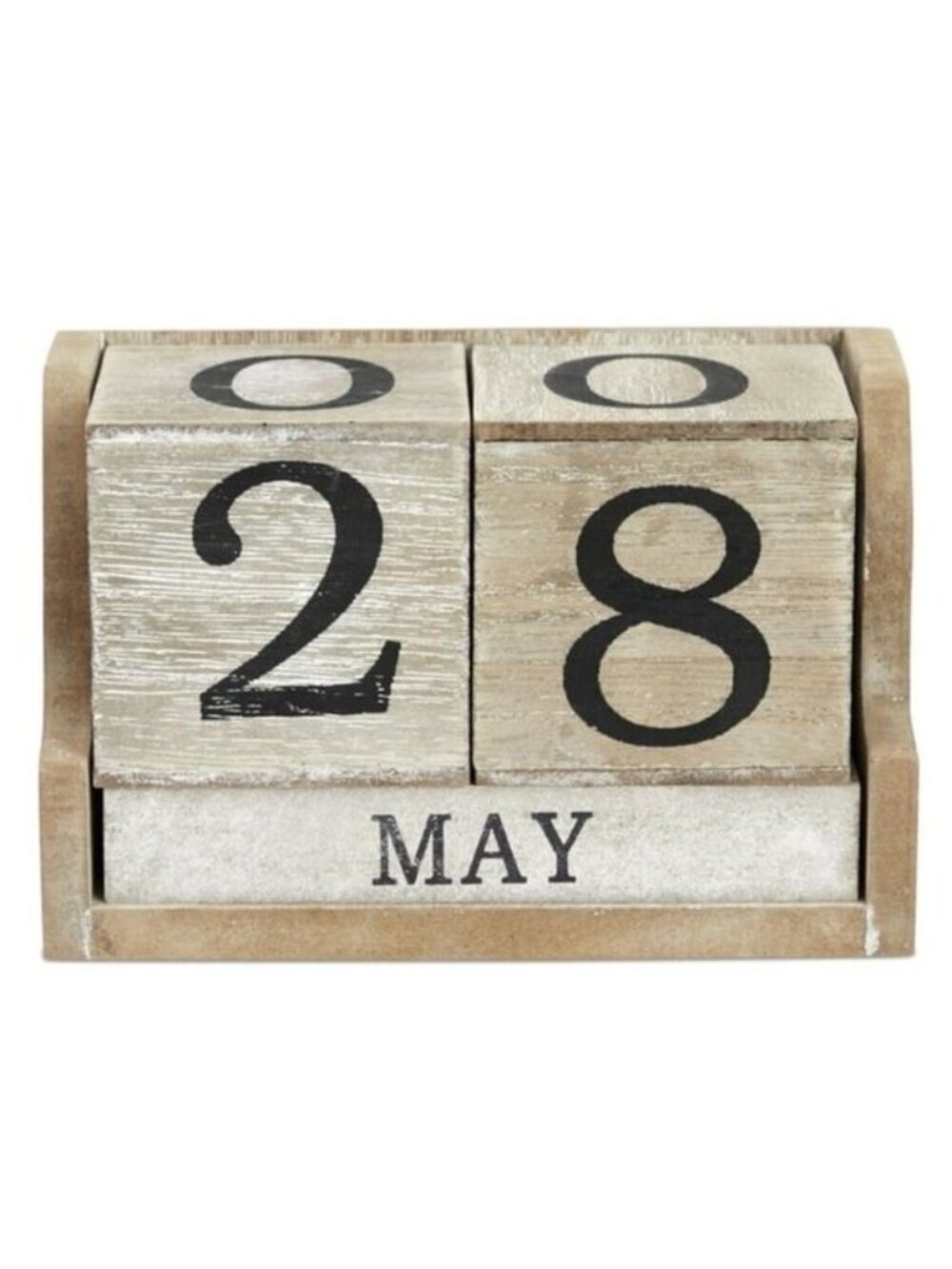 NEW Wooden Perpetual Block Calendar‎ for Desk Wood Month Date Display Blocks